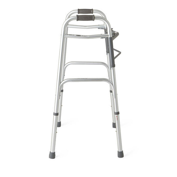 Medline Two-Button Folding Walkers without Wheels Side View Medline Two-Button Folding Walkers without Wheels Side View