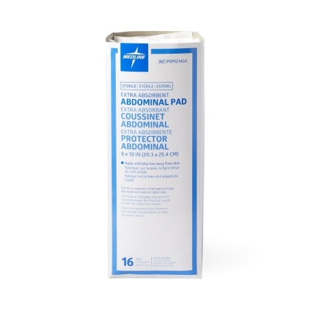 Abdominal Pad Caring® 8 X 10 Inch 16 per Pack NonSterile Rectangle box