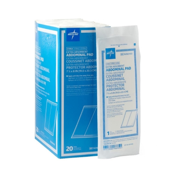 Abdominal Pad 7-1/2 X 8 Inch 1 per Pack Sterile Rectangle box with individual pad Abdominal Pad 7-1/2 X 8 Inch 1 per Pack Sterile Rectangle box with individual pad