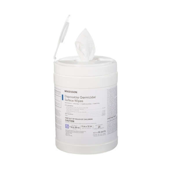 McKesson Surface Disinfectant Premoistened Manual Pull Wipe 65 Count Tubs Alcohol Scent NonSterile Open Tub McKesson Surface Disinfectant Premoistened Manual Pull Wipe 65 Count Tubs Alcohol Scent NonSterile Open Tub