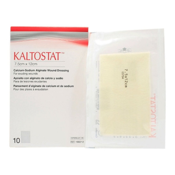Alginate Dressing Kaltostat® 3 X 4-3/4 Inch Rectangle box and each Alginate Dressing Kaltostat® 3 X 4-3/4 Inch Rectangle box and each
