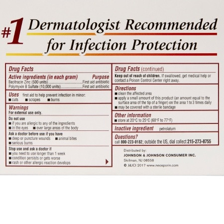 First Aid Antibiotic Polysporin® Ointment back of box