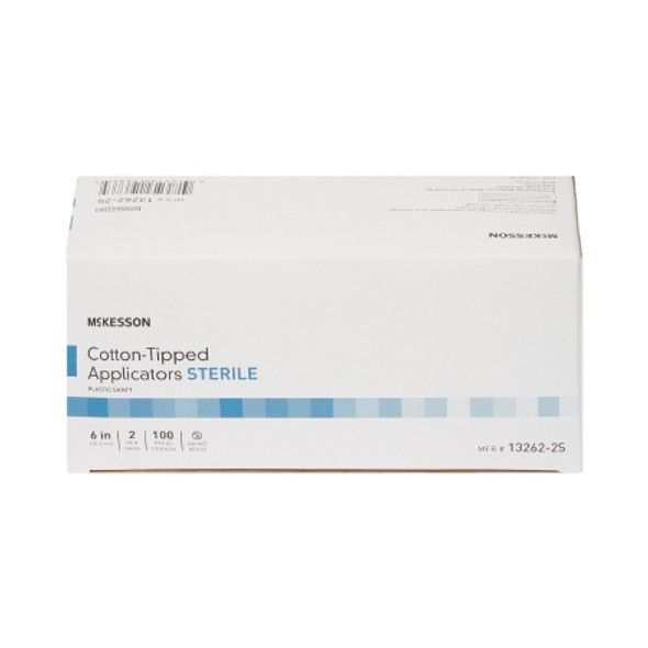McKesson Cotton Tip Plastic Shaft 6 Inch Sterile 2 per Pack, box McKesson Cotton Tip Plastic Shaft 6 Inch Sterile 2 per Pack, box