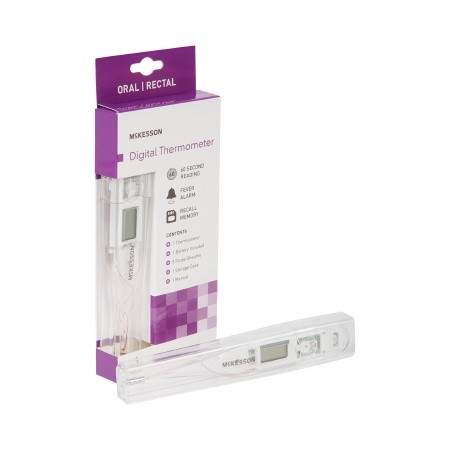 Digital Stick Thermometer McKesson Oral / Rectal / Axillary Probe Handheld packaging