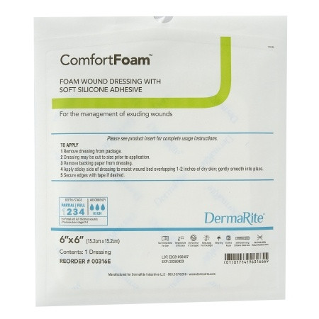 Foam Dressing ComfortFoam™ 6 X 6 Inch Without Border Film Backing Silicone Adhesive Square Sterile each packaging