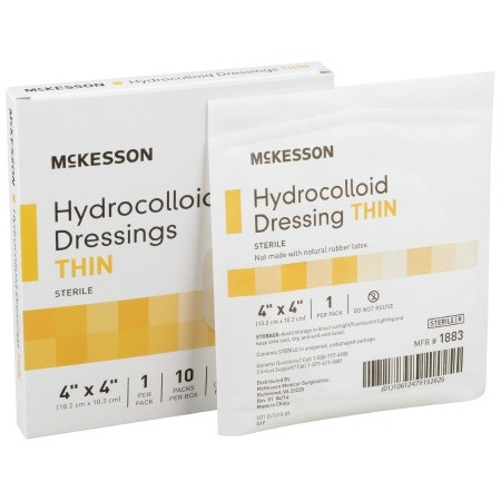 Hydrocolloid Dressing Thin McKesson 4 X 4 Inch Square