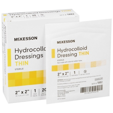 Hydrocolloid Dressing Thin McKesson 2 X 2 Inch Square