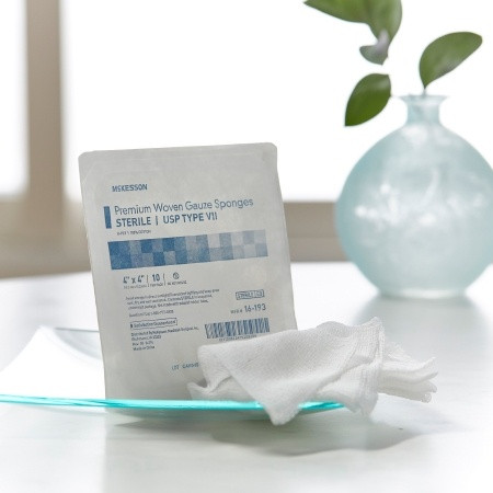 McKesson USP Type VII Gauze Sponge  4 X 4 Inch Sterile 8-Ply in home setting