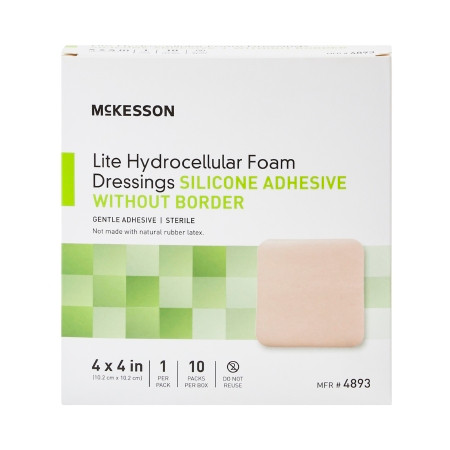McKesson Lite Hydrocellular Thin Foam Dressing 4 X 4 With Silicone Gel Adhesive front of box