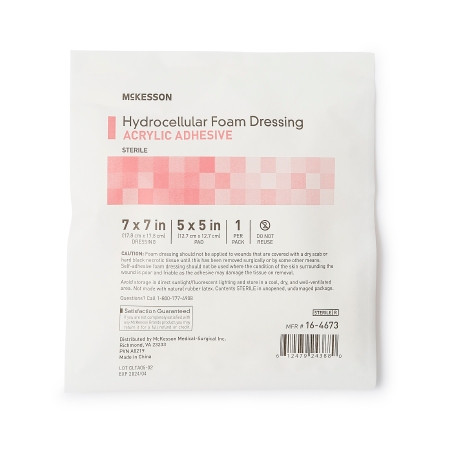 McKesson Hydrocellular Foam Dressing with Acrylic Adhesive 7 X 7 Inch With Border each packaging