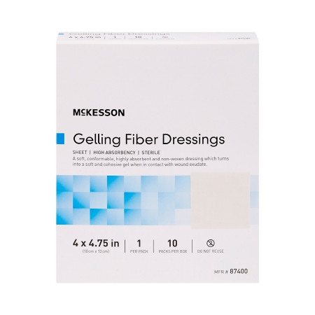 McKesson Absorbent Gelling Fiber Dressing 4 X 4-3/4 Inch
