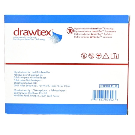 Drawtex® Hydroconductive Wound Dressing 4 X 4 Inch back of box