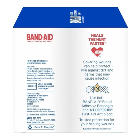 Band-Aid Assorted Sizes Plastic Assorted Shapes side of box view