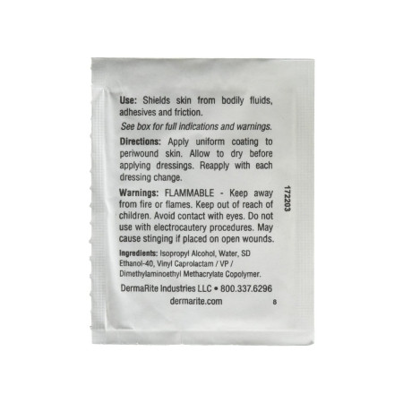 DermaPrep Liquid Barrier Skin Prep, Individual Packets back of packet