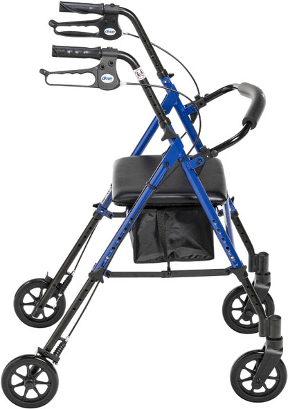 Drive 4 Wheel Rollator, Blue side view
