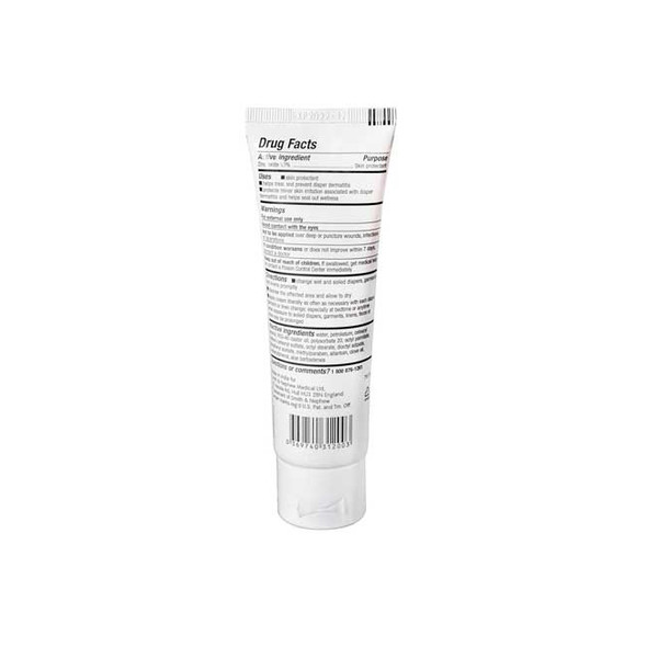 Secura Skin Protectant with Zinc Oxide, 1.75 oz. Tube back of tube