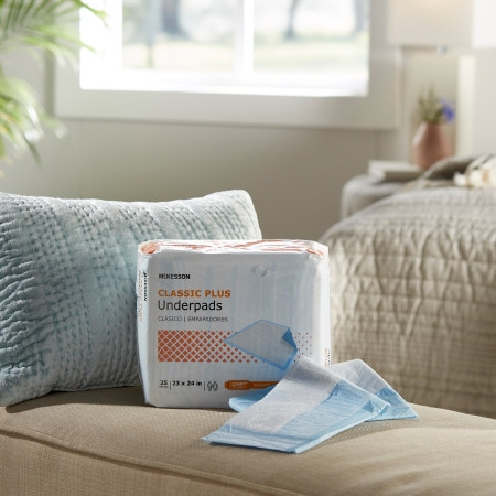 McKesson Classic Plus Underpad 23 X 24, Light Absorbency in home setting