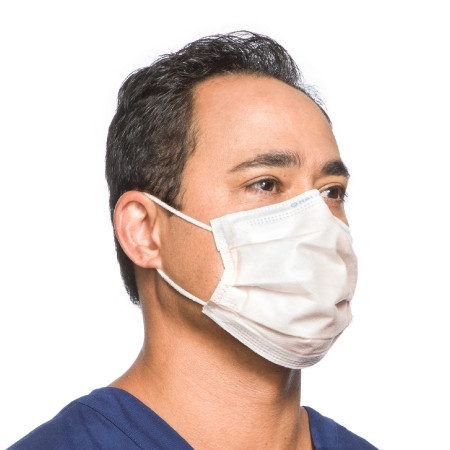 Halyard -  FluidShield Pleated Foam Anti-fog Face Mask with Earloops, Level 3 side view