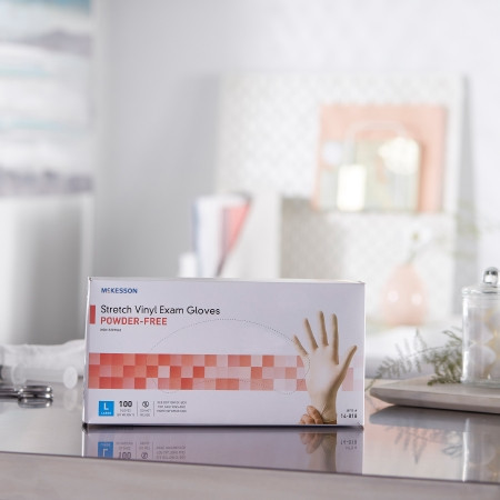 McKesson Stretch Vinyl Exam Glove in home setting