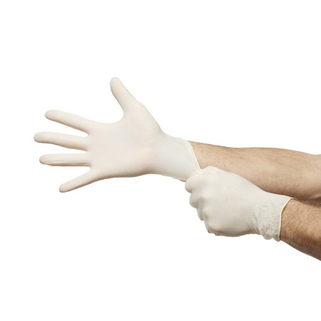 Trilon 2000 PF Vinyl Exam Gloves with MC3  in use