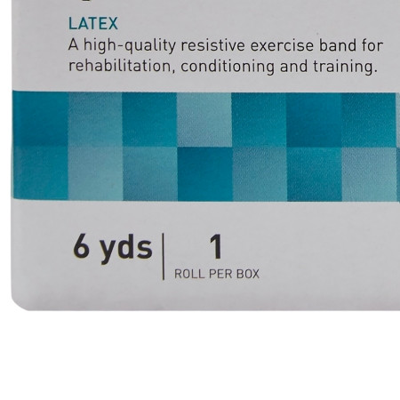 McKesson CanDo Exercise Resistance Band - 5 Inch X 6 Yard, Light Resistance - close up of box