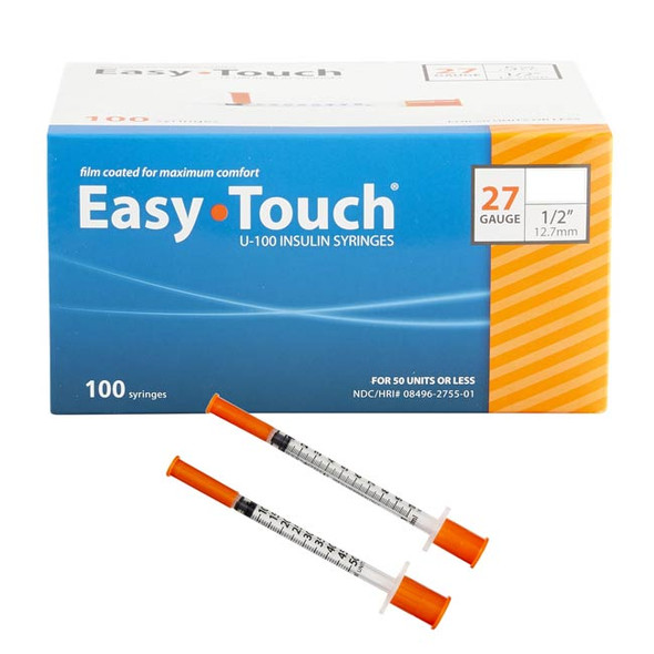Easy-Touch Insulin Syringe with Needle, 27g - 1mL and 0.5mL
