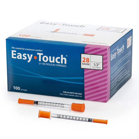 Easy-Touch Insulin Syringe with Needle, 28g