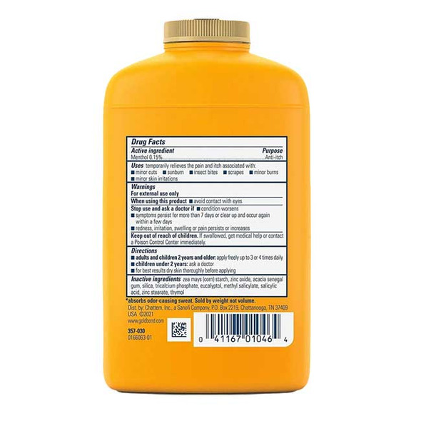Gold Bond Medicated Original Body Powder - back of bottle