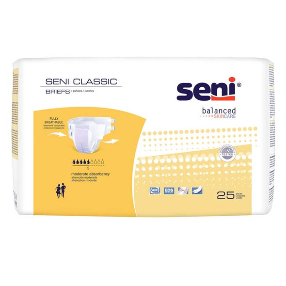 Seni Classic Incontinence Briefs, Moderate Absorbency - packaging