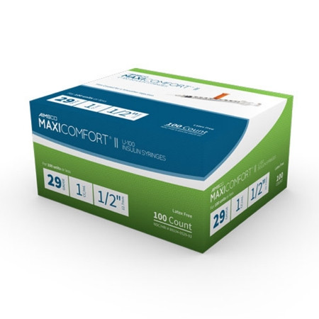 AIMSCO ULTRA THIN II Insulin Syringe with Needle, 1 mL, 29 Gauge