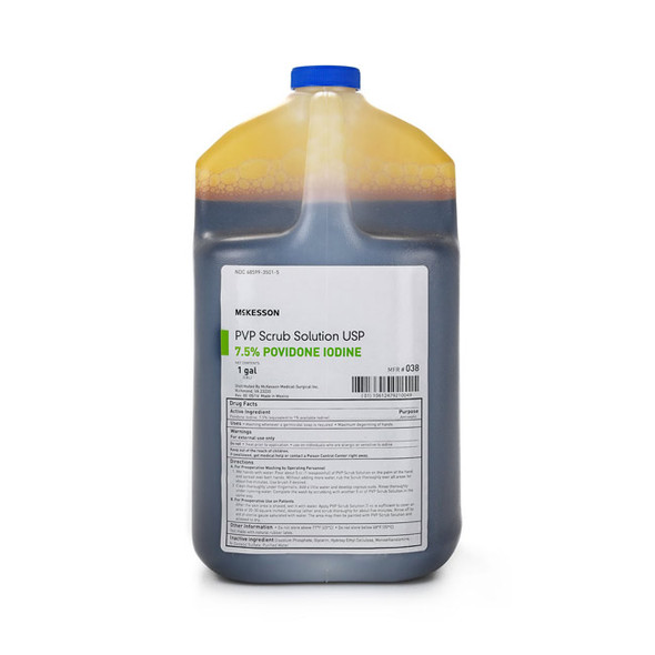 Surgical Scrub Solution McKesson 1 gal. Jug 7.5% Strength Povidone-Iodine NonSterile - front of jug
