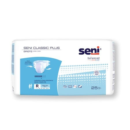 Seni Classic Plus Briefs with Tabs, Moderate Absorbency