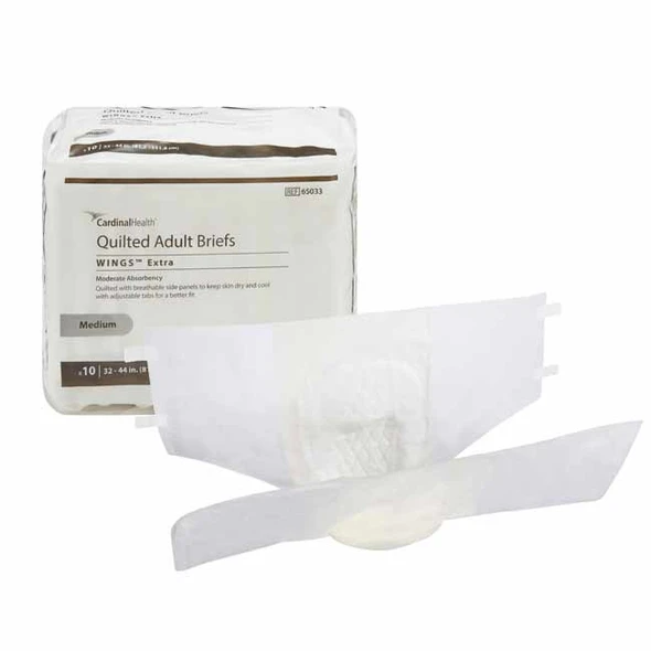 Wings Extra Quilted Adult Briefs with Tabs, Moderate Absorbency