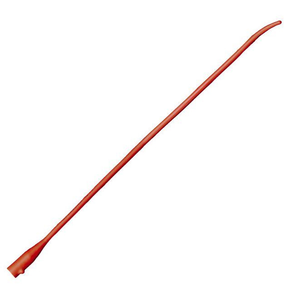Bard Tiemann - 16" Red Rubber Coude Catheter Full Length View Bard Tiemann - 16" Red Rubber Coude Catheter Full Length View