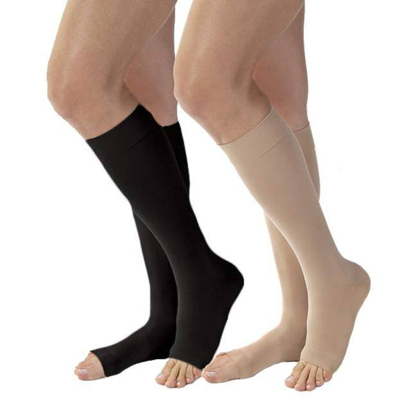 Jobst Opaque - Women's Knee High 30-40mmHg Compression Support Stockings (Open Toe) full length view