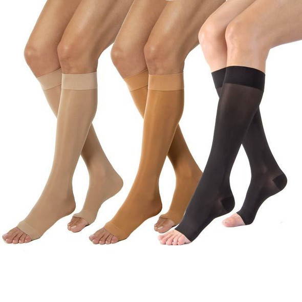 Jobst UltraSheer - Women's Knee High 15-20mmHg Compression Stockings (Open Toe) full length view Jobst UltraSheer - Women's Knee High 15-20mmHg Compression Stockings (Open Toe) full length view