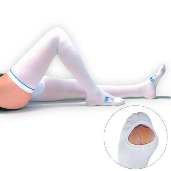 Cardinal Health TED - Anti-embolism Thigh High 8-18mmHg Compression Support Stockings (Open Toe) full length view Cardinal Health TED - Anti-embolism Thigh High 8-18mmHg Compression Support Stockings (Open Toe) full length view