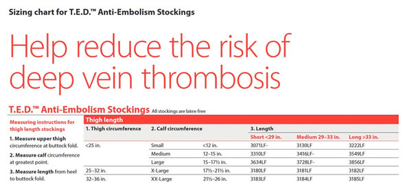 Cardinal Health TED - Anti-embolism Thigh High 8-18mmHg Compression Support Stockings (Open Toe) sizing chart view Cardinal Health TED - Anti-embolism Thigh High 8-18mmHg Compression Support Stockings (Open Toe) sizing chart view