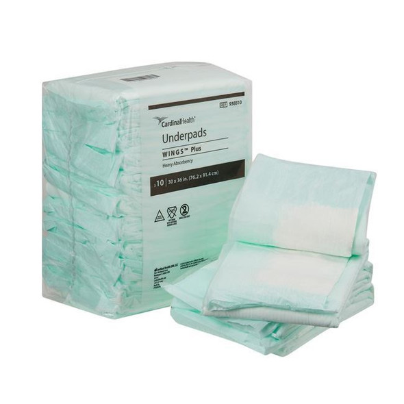 Cardinal Health Wings Plus Fluff/Polymer Underpads Extra Absorbency Bag View
