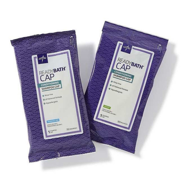 Medline READYBATH - No-rinse Shampoo Cap with Conditioner front view Medline READYBATH - No-rinse Shampoo Cap with Conditioner front view