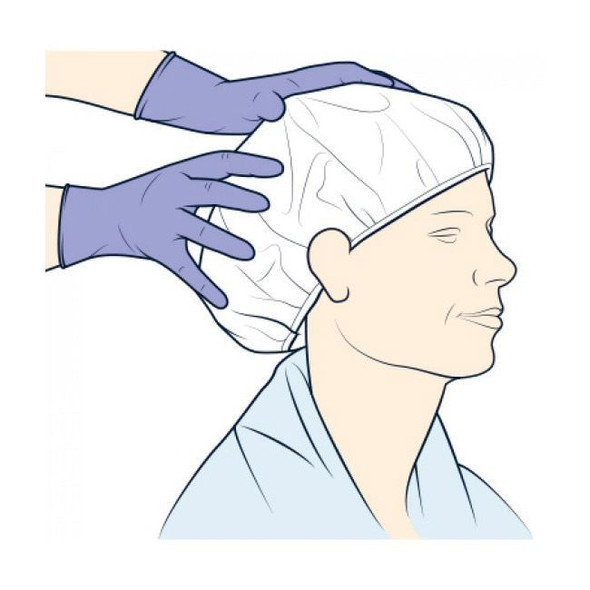 Medline READYBATH - No-rinse Shampoo Cap with Conditioner in use view Medline READYBATH - No-rinse Shampoo Cap with Conditioner in use view