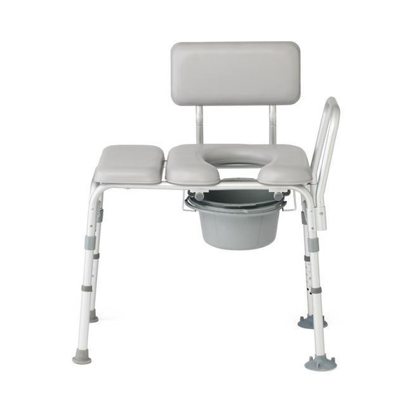 Medline Combination Padded Transfer Bench and Commode Front View Medline Combination Padded Transfer Bench and Commode Front View