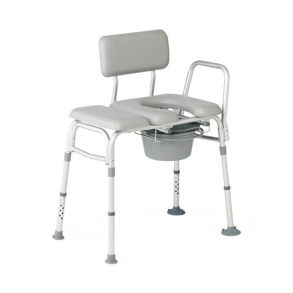 Medline Combination Padded Transfer Bench and Commode Side View Medline Combination Padded Transfer Bench and Commode Side View