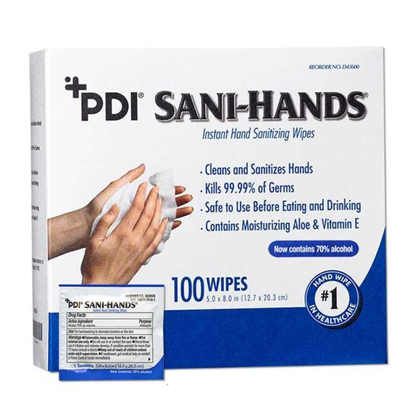 PDI Sani-Hands - Instant Hand Sanitizing Wipes Box Front View