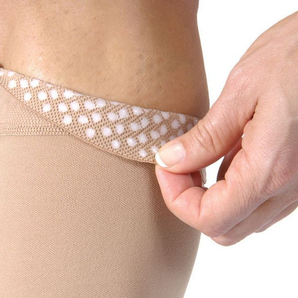 Jobst Relief - Thigh High 20-30mmHg Compression Support Stockings w/Silicone Band (Open Toe) Top Band View Jobst Relief - Thigh High 20-30mmHg Compression Support Stockings w/Silicone Band (Open Toe) Top Band View