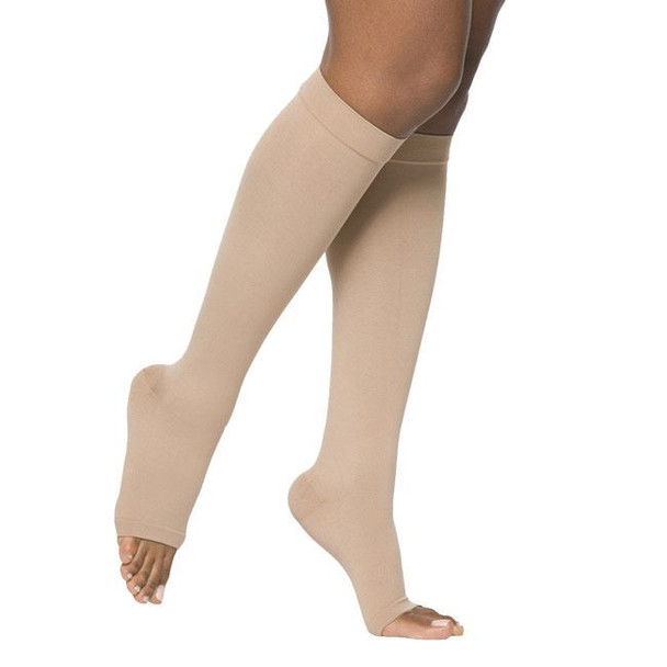 Sigvaris Opaque- Calf 20-30mmHg Compression Support Socks (Open Toe/Grip Top) Full Length View Sigvaris Opaque- Calf 20-30mmHg Compression Support Socks (Open Toe/Grip Top) Full Length View