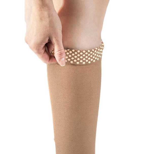 Sigvaris Opaque- Calf 20-30mmHg Compression Support Socks (Open Toe/Grip Top) Top Band View Sigvaris Opaque- Calf 20-30mmHg Compression Support Socks (Open Toe/Grip Top) Top Band View