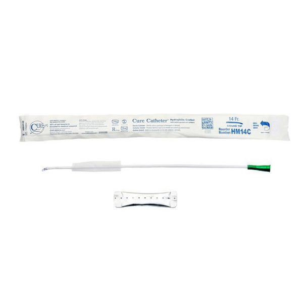 Cure - 16" Hydrophilic Coude Catheter Full Length View