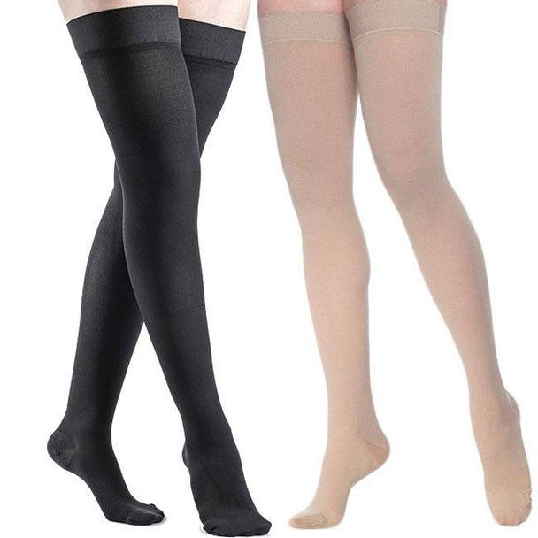 Sigvaris Dynaven Medical Legwear - Women's Thigh High 20-30mmHg Compression Support Stockings (Grip Top) Full Length View