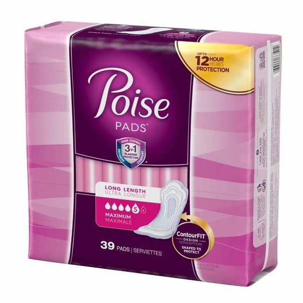 Poise - Maximum Absorbency Incontinence Pads Package Front View